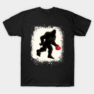 Bigfoot Sasquatch Valentines Red Heart T-Shirt